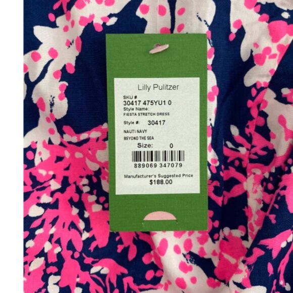 Lilly Pulitzer Fiesta Stretch Keyhole Back Dress, Navy & Pink " DRESS - Picture 7 of 8